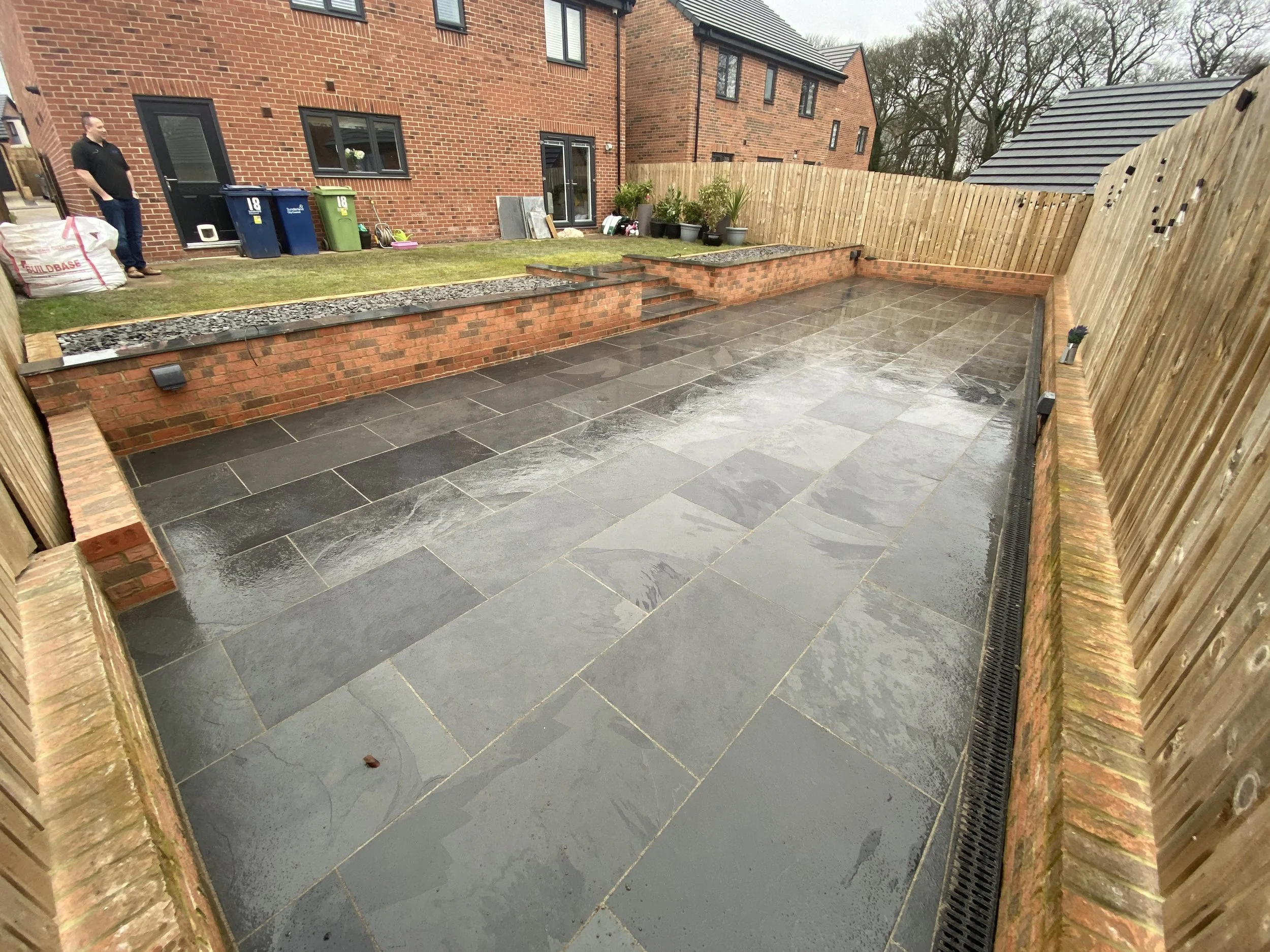 A patio we installed in Sunderland using natural slate flags