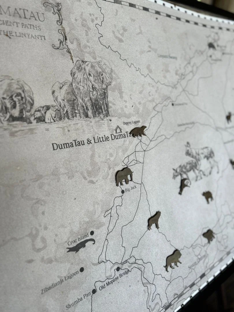 A detailed, illustrated map of a wildlife reserve used for planning custom luxury African travel itineraries.