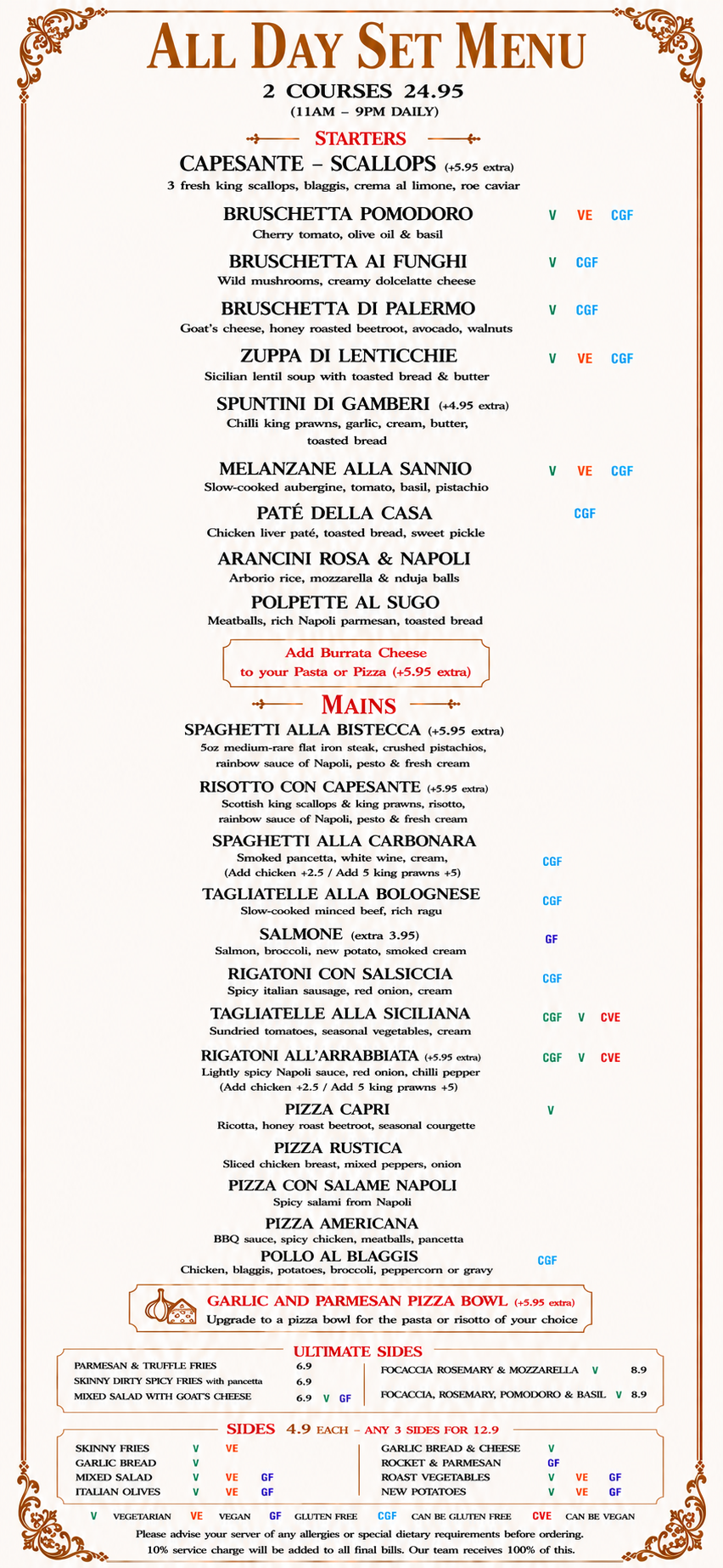Sannio All Day Set Menu. A full text version of this menu is available below.