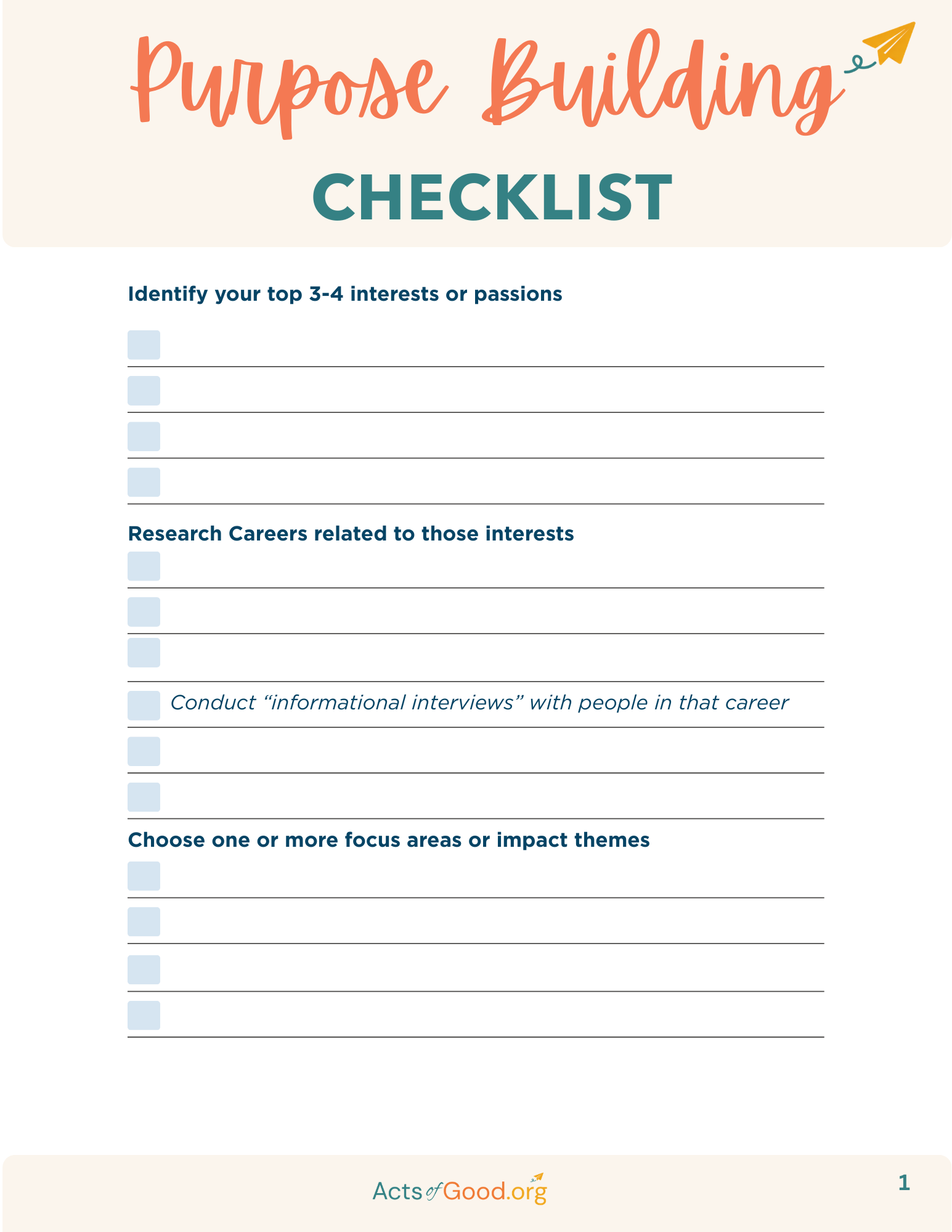 Purpose Building Checklist