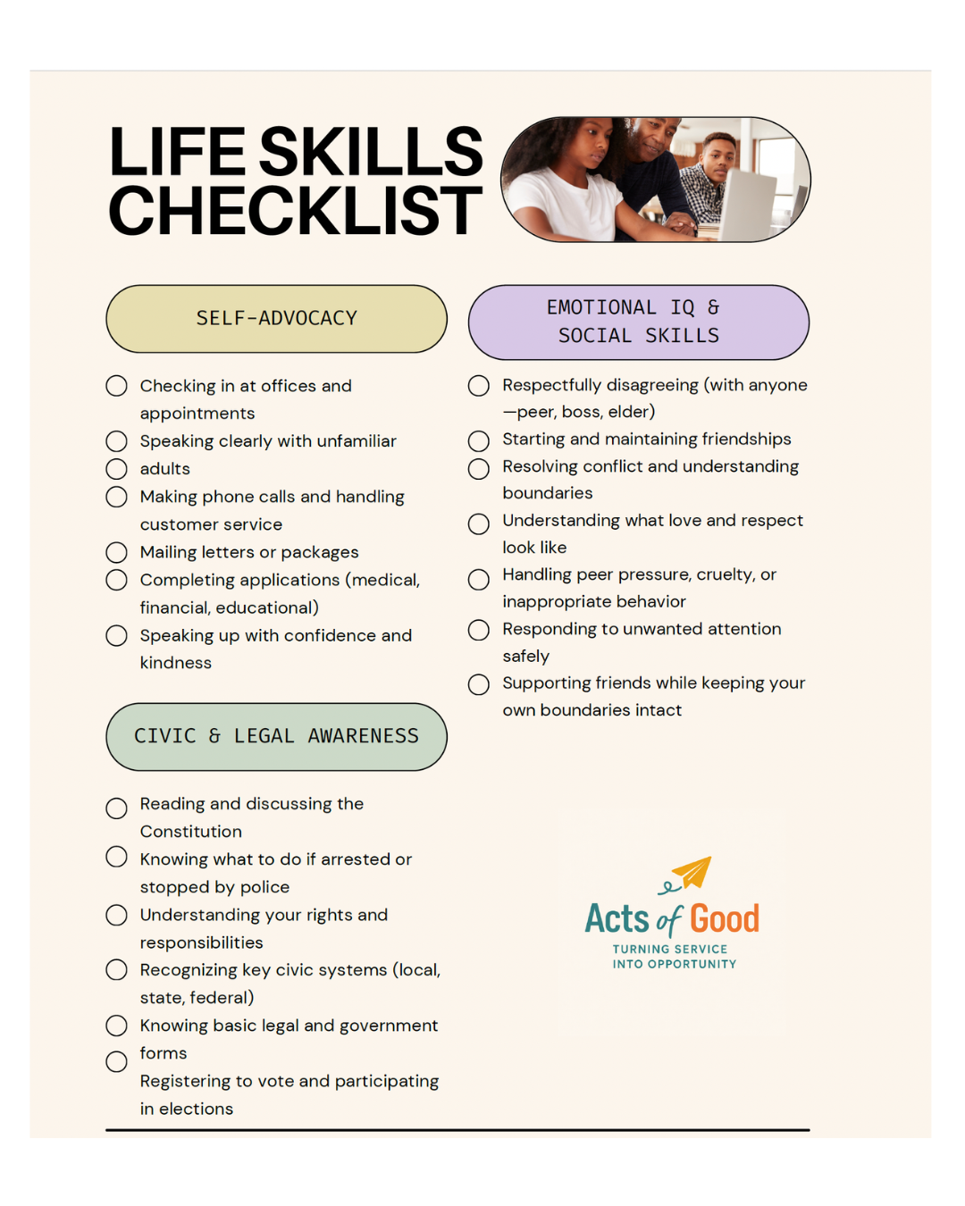 Acts of Good_Teens Life Skills Checklist