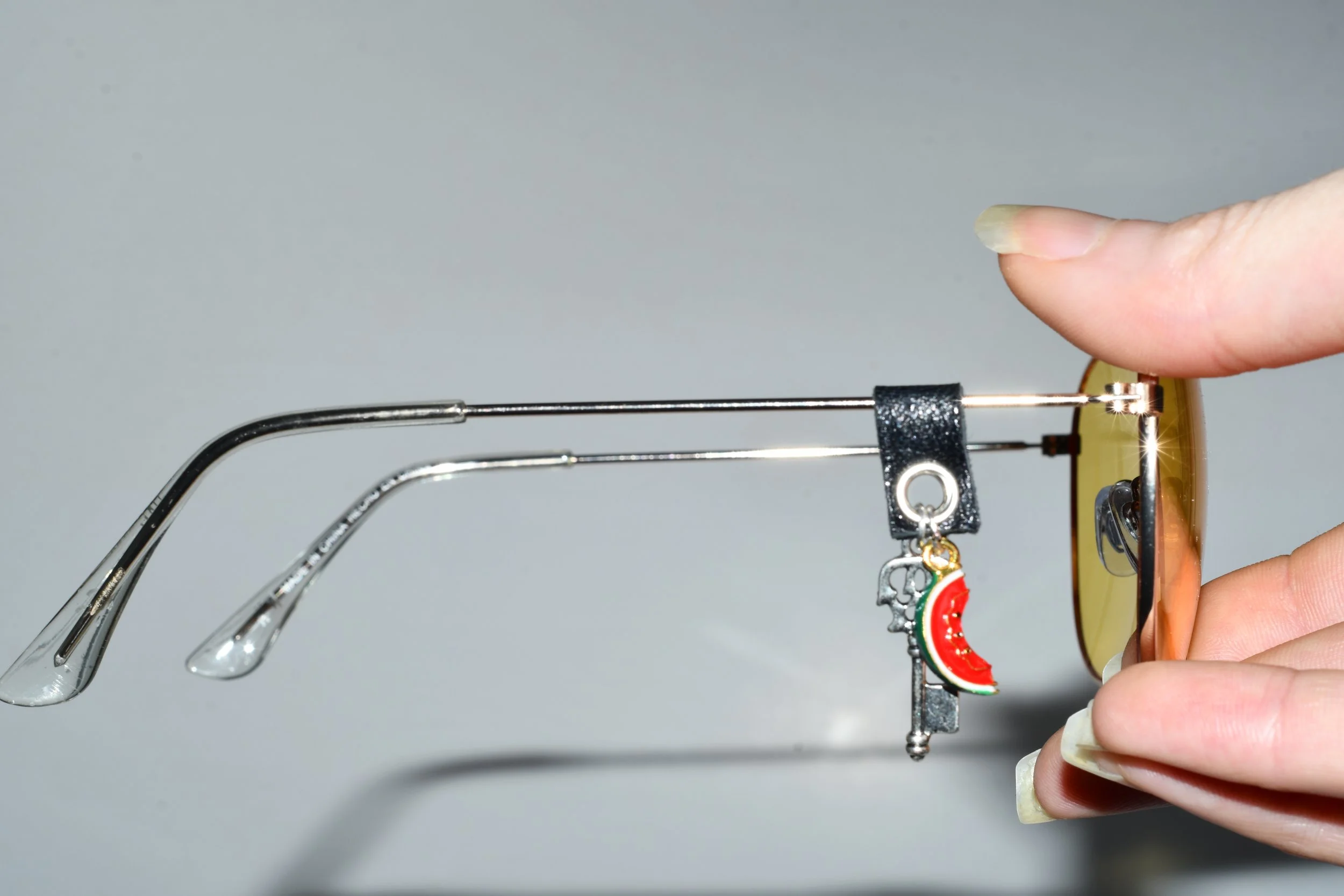 Leather Glasses Charm – Watermelon & Key