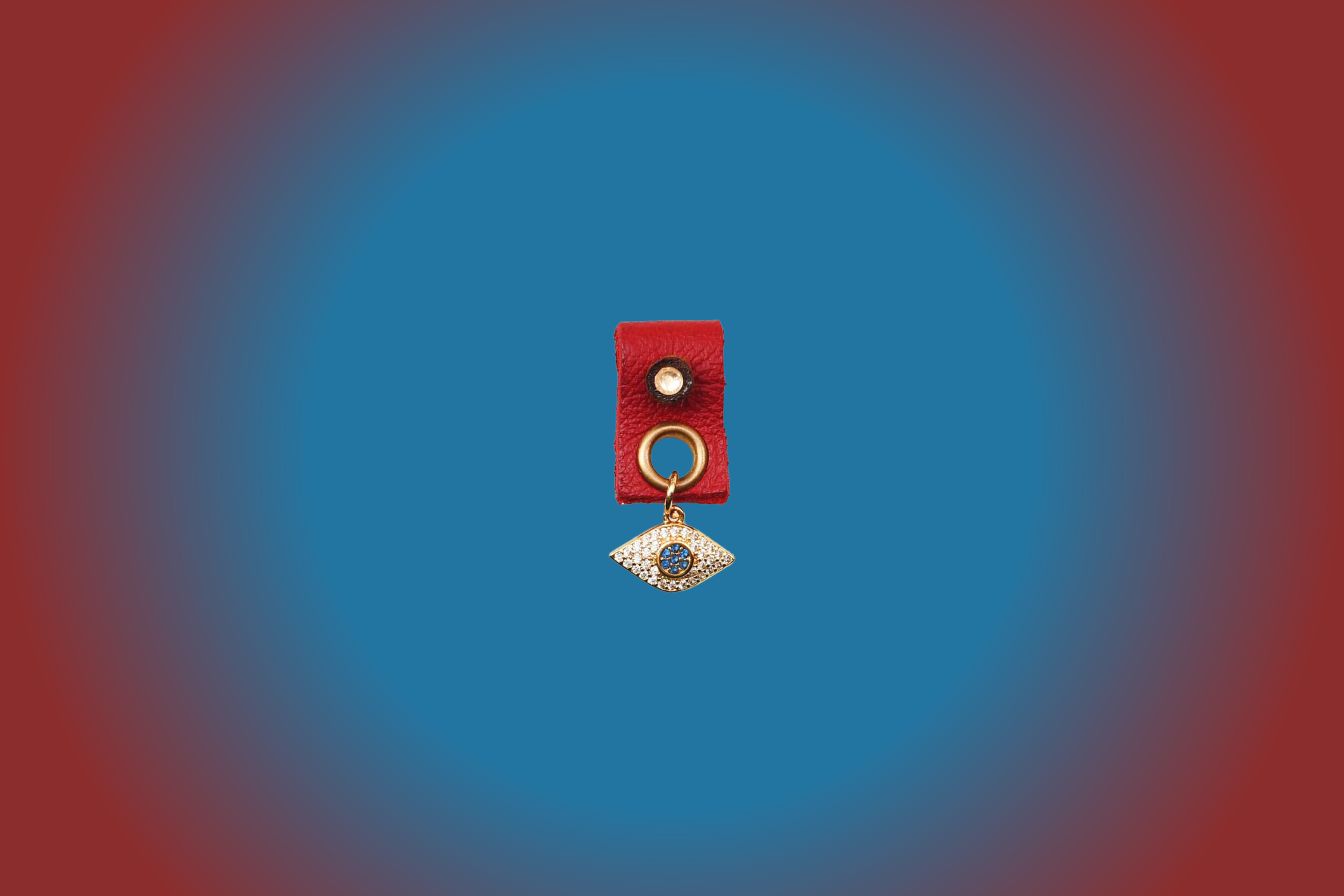Blue / gold  Eye Magic Charm  - with Red Leather Holder. slide in eyewear accessory