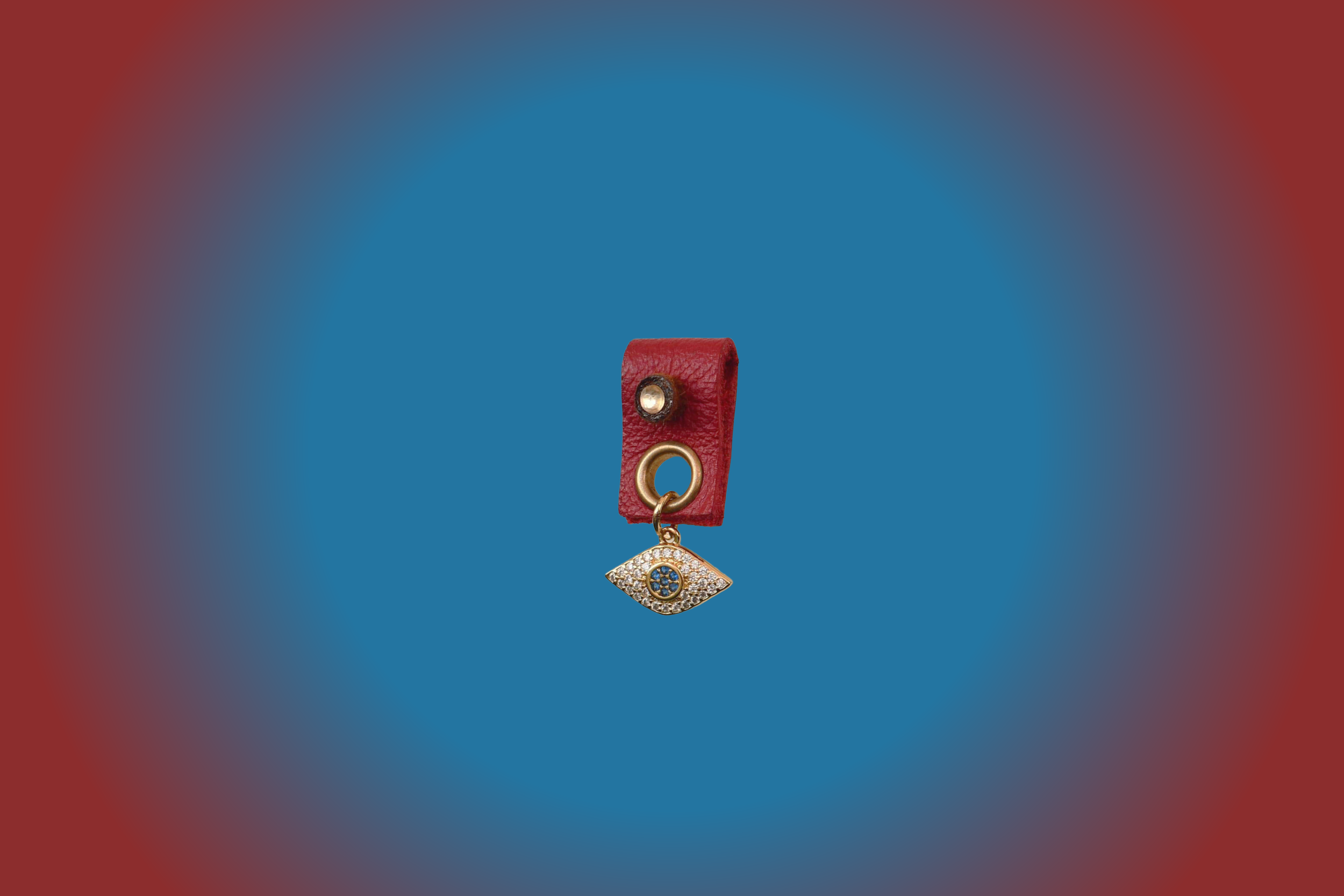 Blue / gold  Eye Magic Charm  - with Red Leather Holder. slide in eyewear accessory
