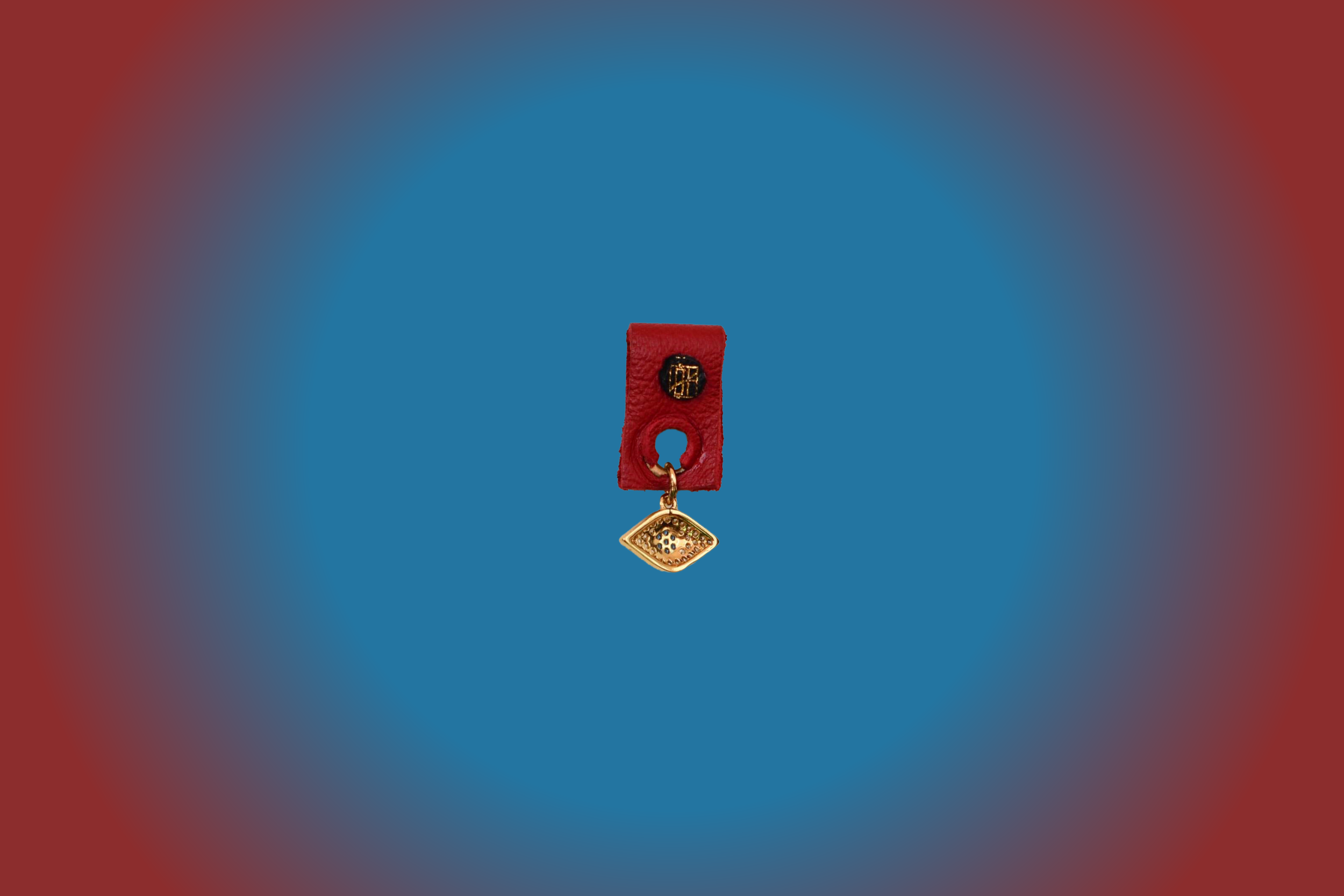 Blue / gold  Eye Magic Charm  - with Red Leather Holder. slide in eyewear accessory