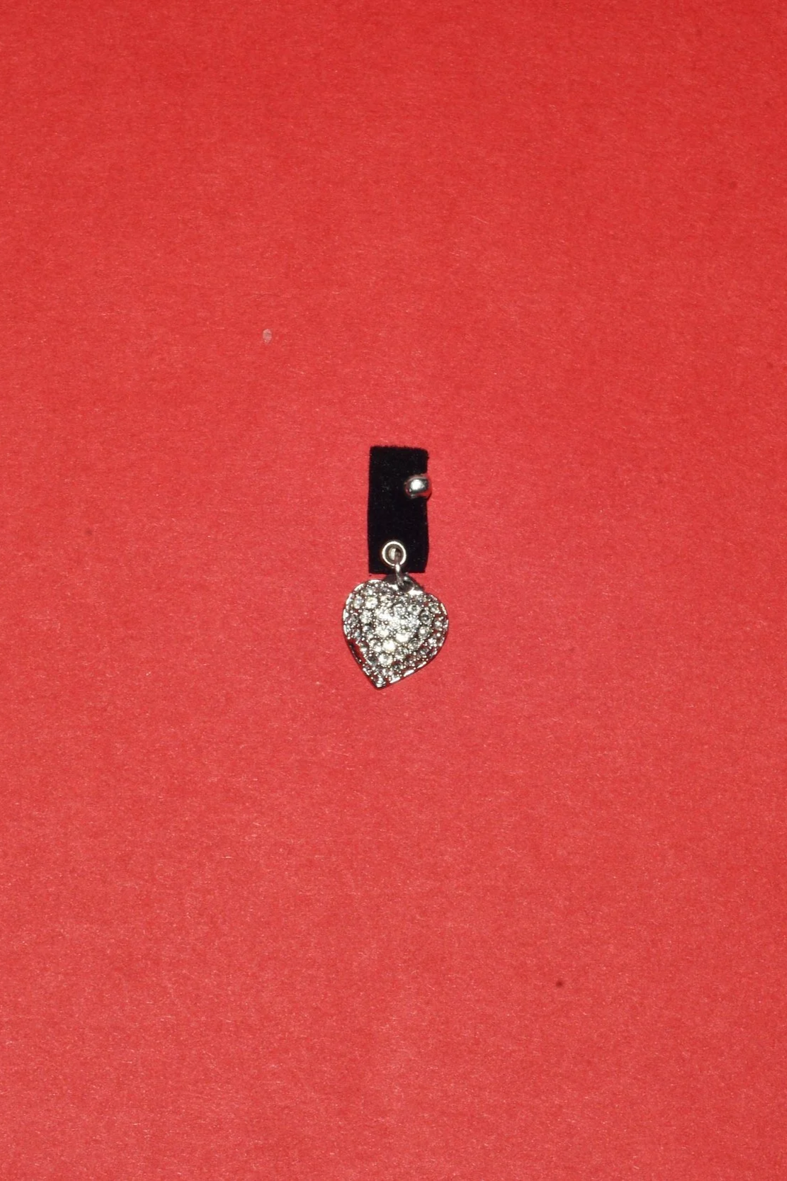 plush holder. silver heart with diamonds charm