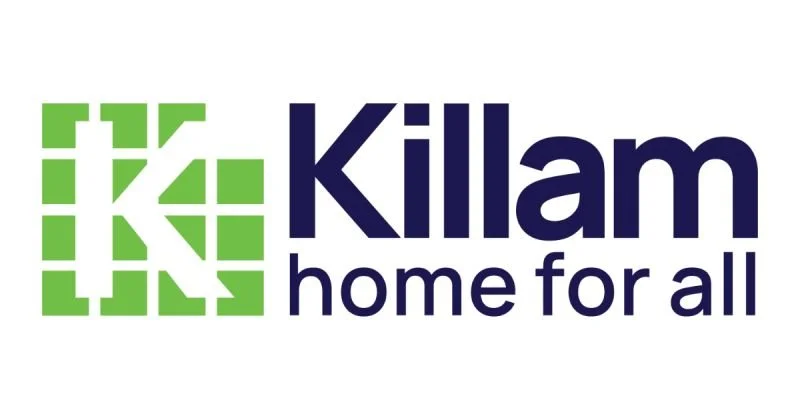 Killam logo with green and blue design elements.