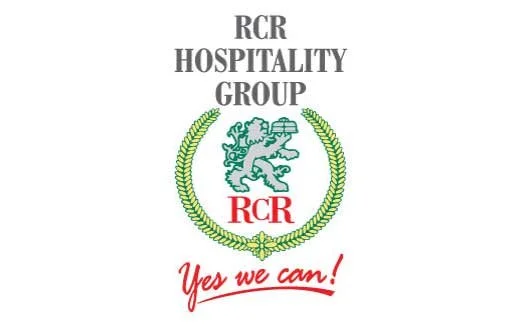 RCR Hospitality Group logo with green lion and wreath, "RCR" in red, and slogan "Yes we can!"