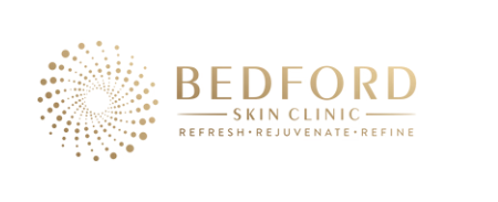 Logo of Bedford Skin Clinic with spiral dot design and the tagline 'Refresh, Rejuvenate, Refine.'