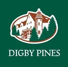Logo of Digby Pines featuring a stylized building and trees on a green background.