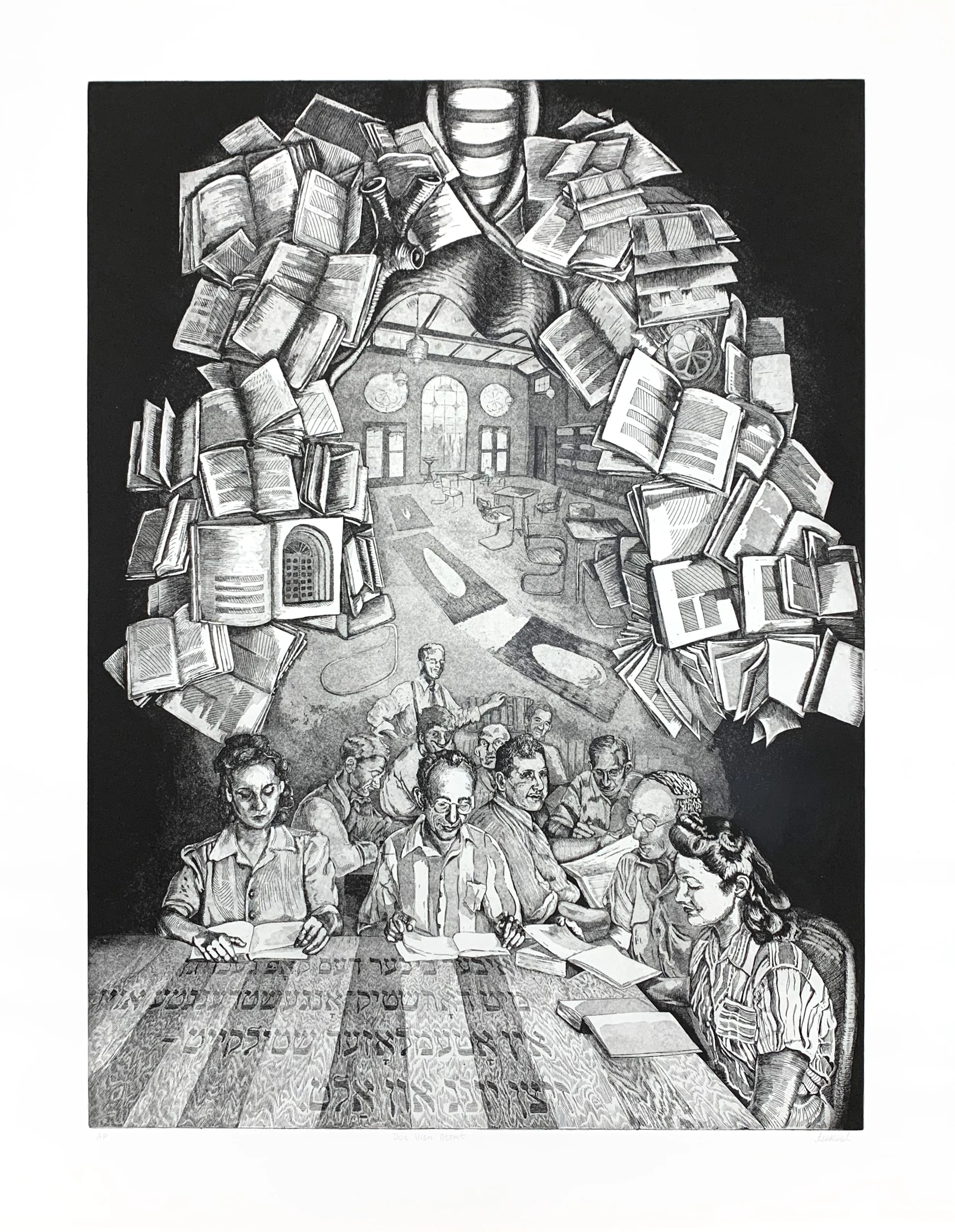 Dos visn otemt [The Knowledge Breathes]
Etching with aquatint, 24 x 30", 2025