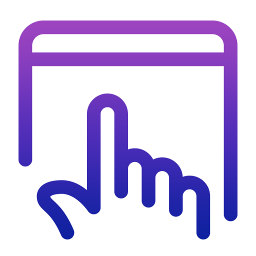 Abstract purple-to-blue gradient graphic with rounded corners and geometric shapes
