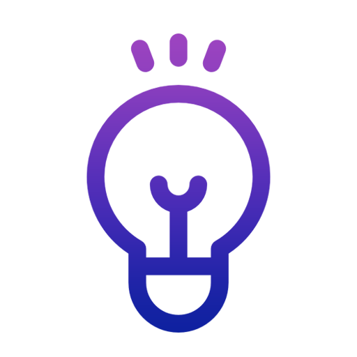 Abstract purple-to-blue gradient icon resembling a stylized briefcase or folder