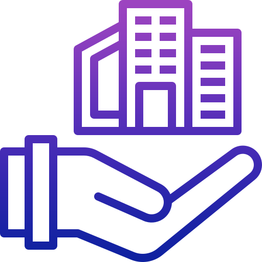 Abstract purple and blue geometric city skyline silhouette
