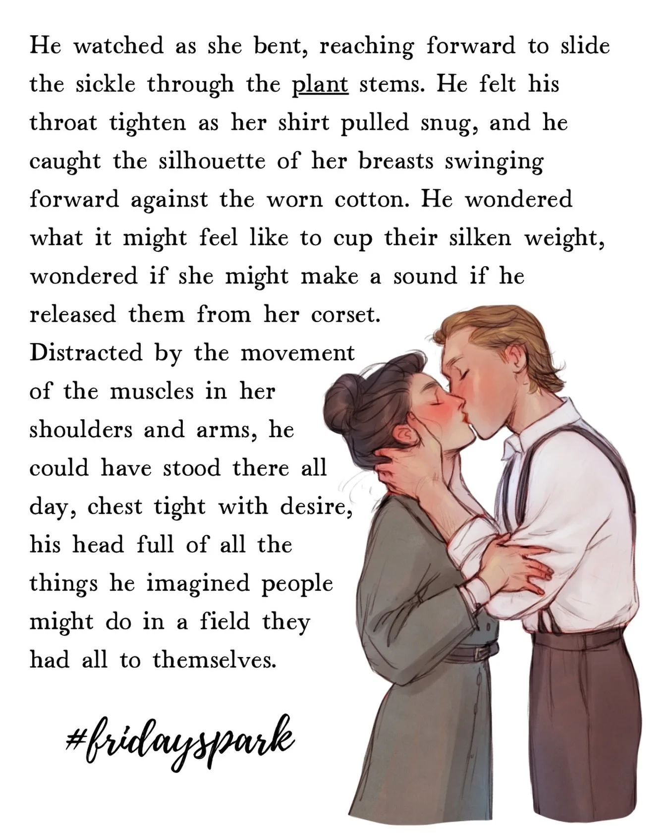 #fridayspark is plant so I thought we&rsquo;d do a scene from OUT WITH LANTERNS where Silas is standing in a field definitely not goggle-eyed over Ophelia. 🥰 Happy Friday, loves!