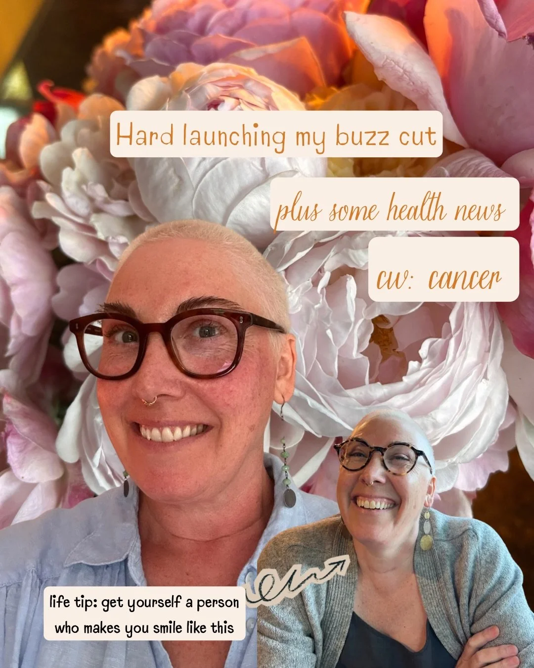 Some news, plus a hair cut. CW: cancer/medical information