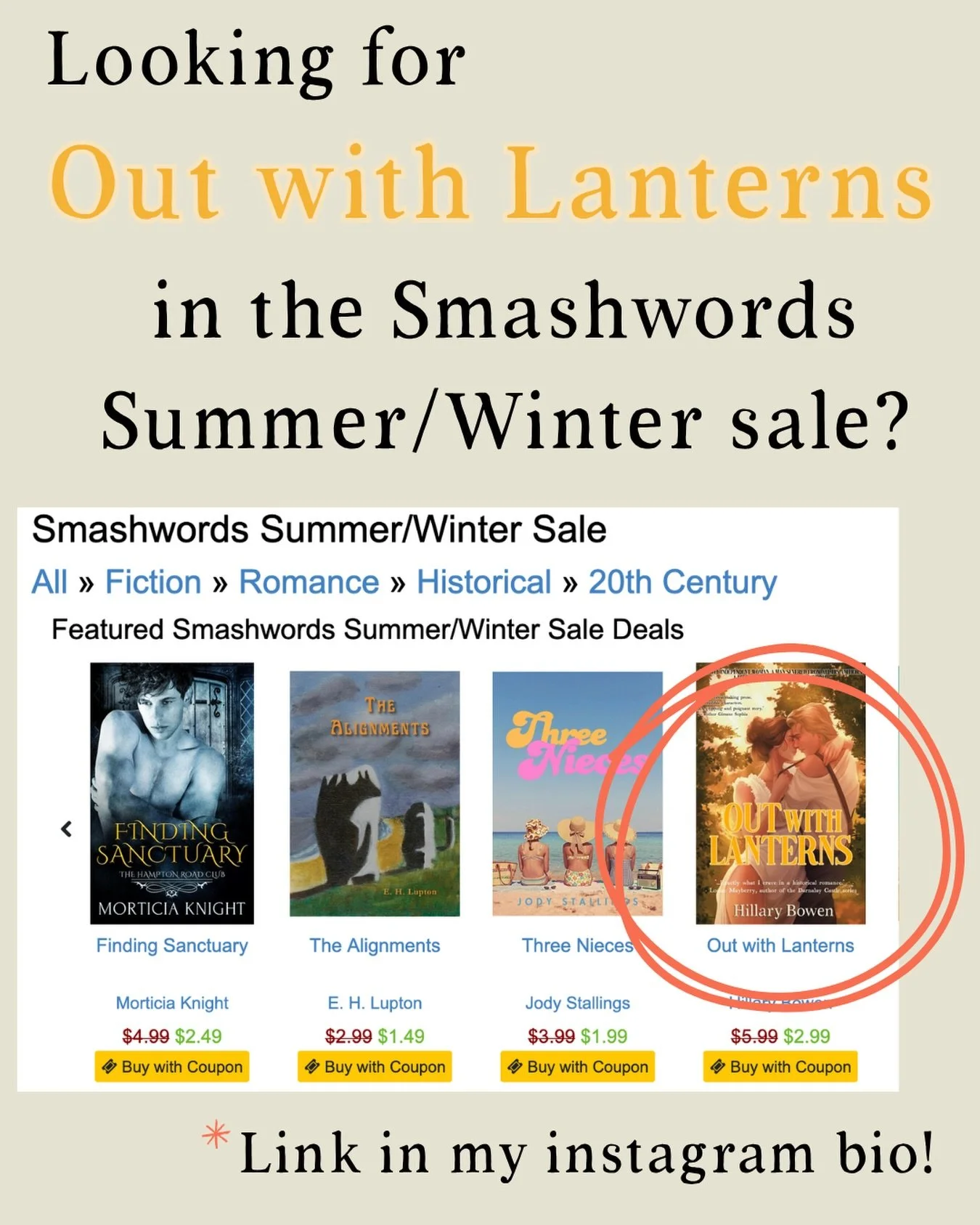 Just a quick reminder that the @smashwordsbooks sale is on for one more week. Out with Lanterns is half price through the end of July!
