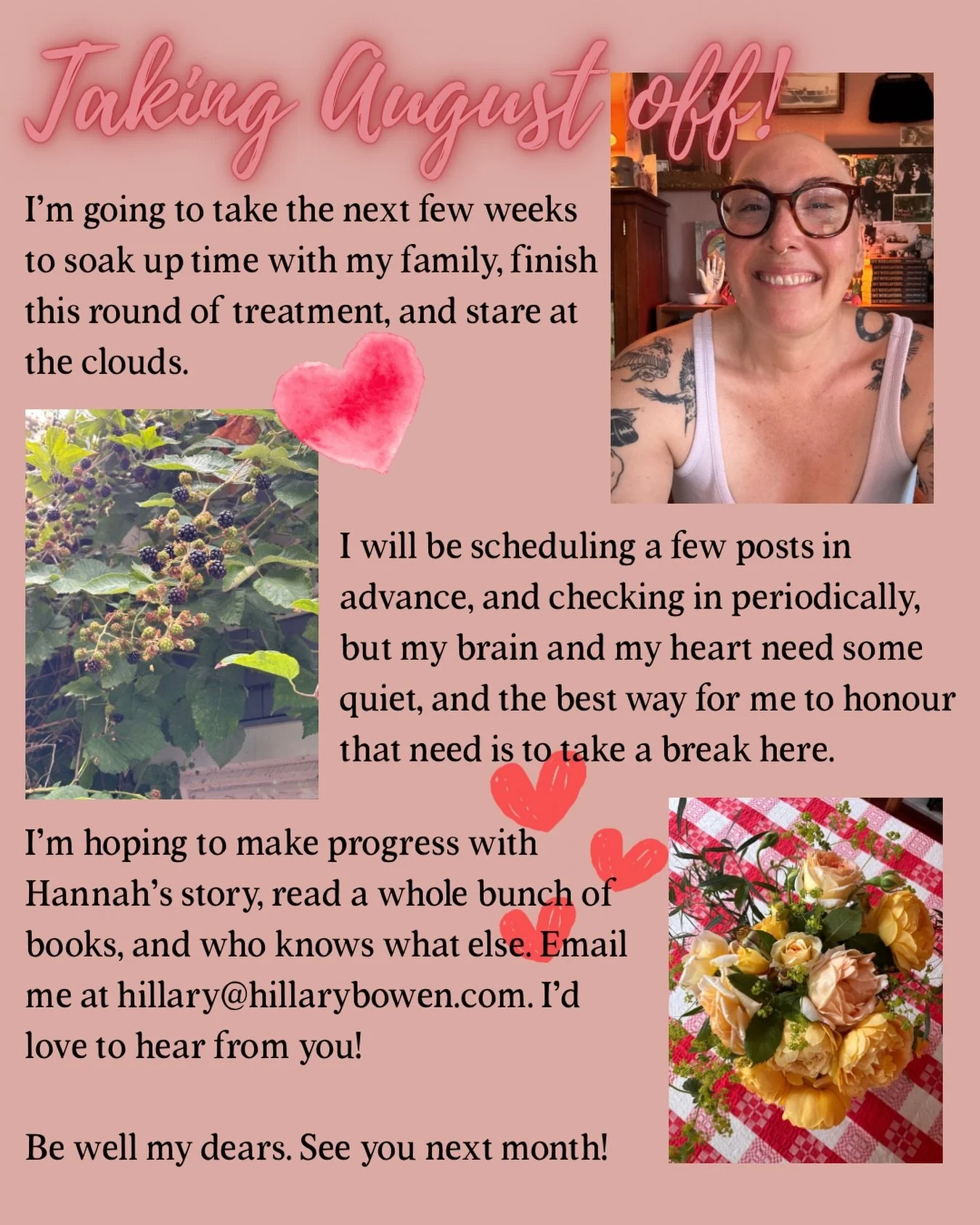 Plans for August: staring at clouds, watching my cucumbers grow, reading all the books (looking at you Spymaster series), writing, &amp; as much family time as I can squeeze out of the month. Will follow side quests as the whimsy takes me. 🌞 Send me