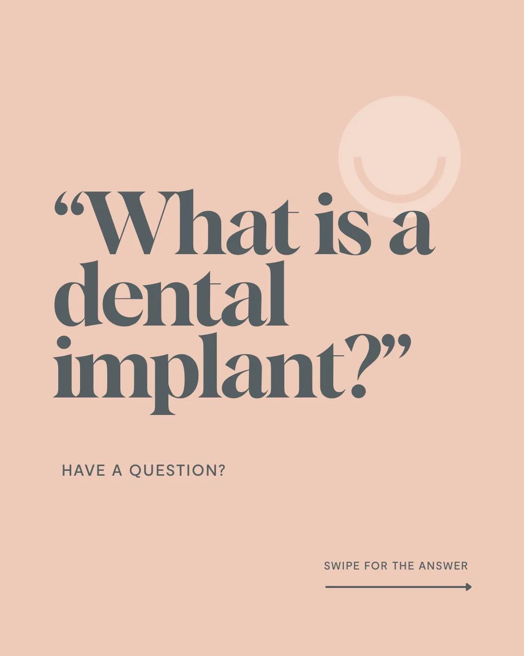 What is a dental implant? 🦷

Swipe to find out!

Got questions? We're all ears.
#SmileHausVibes #DentalImplants #FeelGoodSmiles #DentistryDoneDifferently