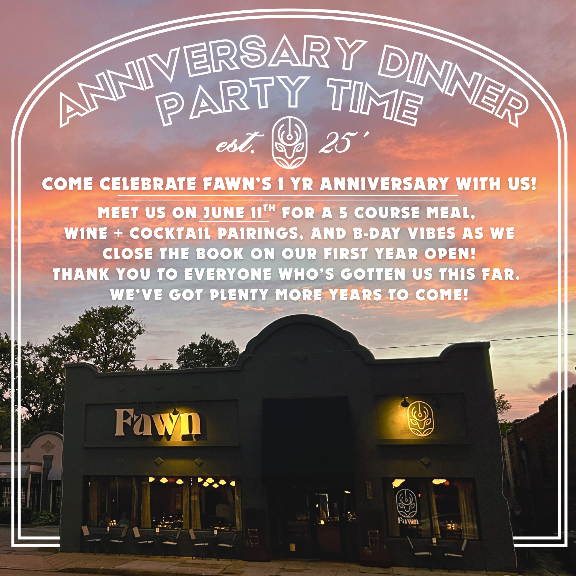 One Year Anniversary Prix Fixe Dinner