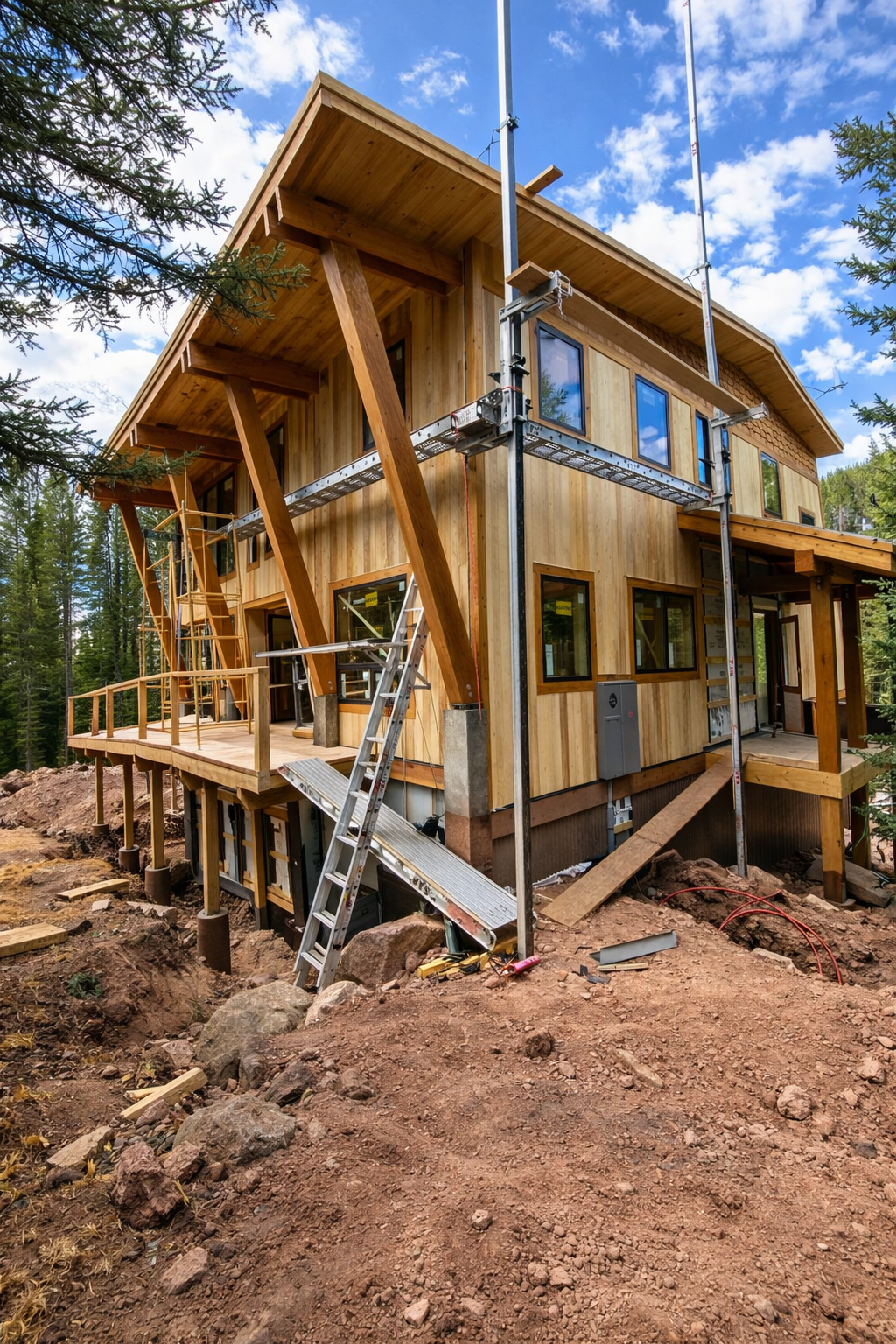 Gold Hill Builders custom home under construction in Evergreen Colorado mountain forest community