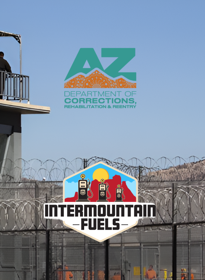 Chevron logo above Intermountain Fuels logo with a scenic landscape background