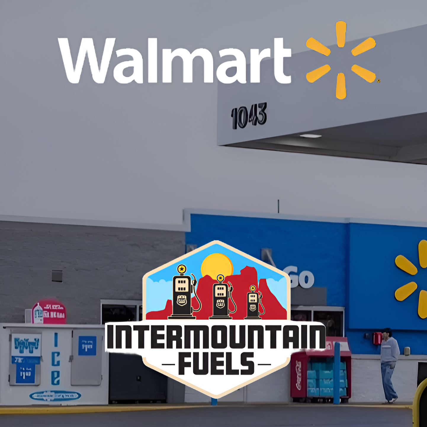 Fuel pumps with InterMountain Fuels, Avis, and Budget signage.