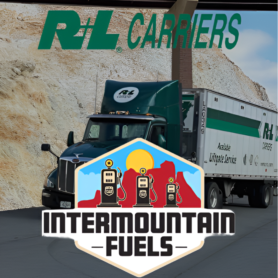Chevron logo above Intermountain Fuels logo with a scenic landscape background