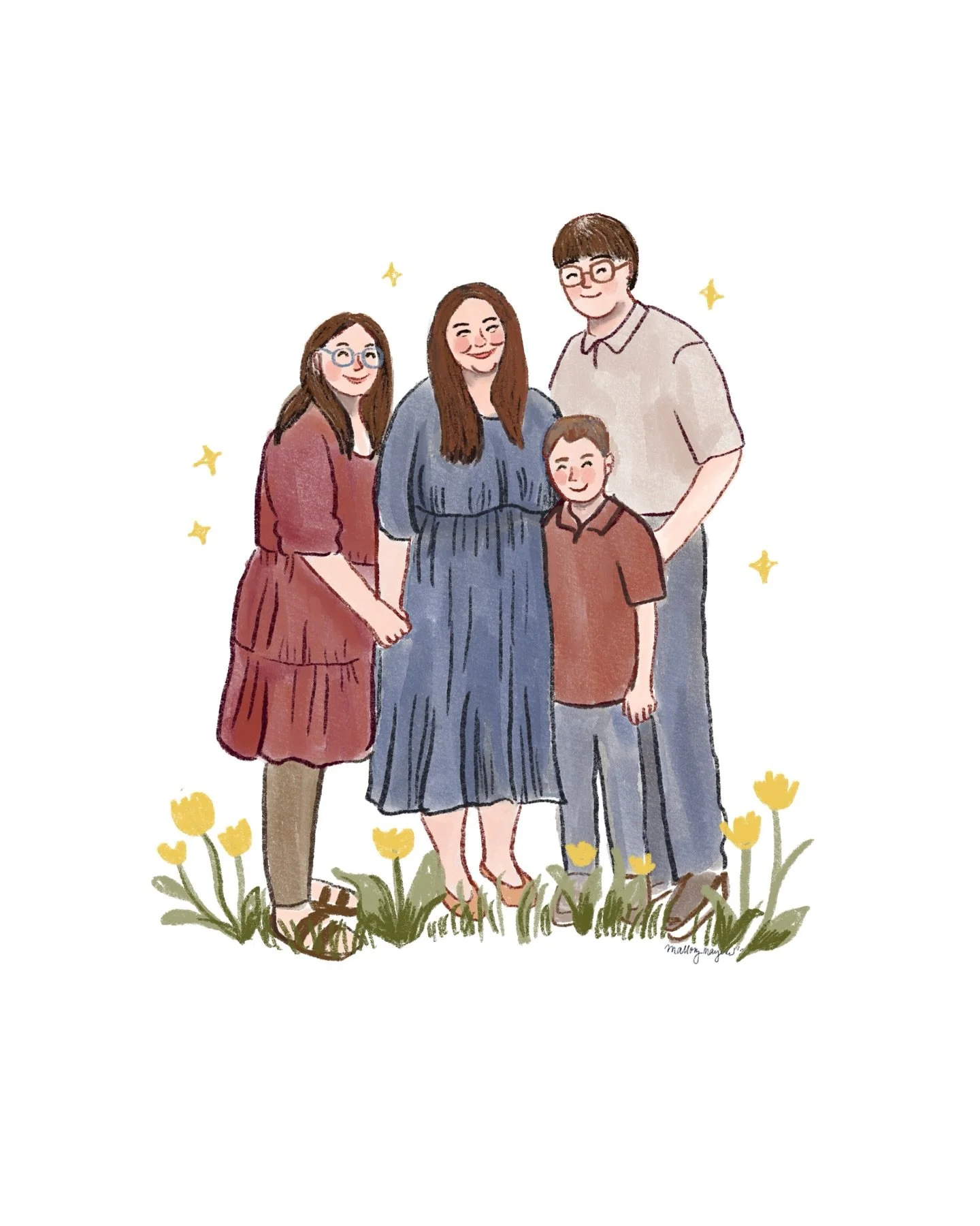 The sweetest family portrait for an old family friend! I did this for Mother&rsquo;s Day a couple of months ago and forgot to share 🙈 

I love how it turned out!! 🌈

If you want something similar for your loved ones, send me a DM!