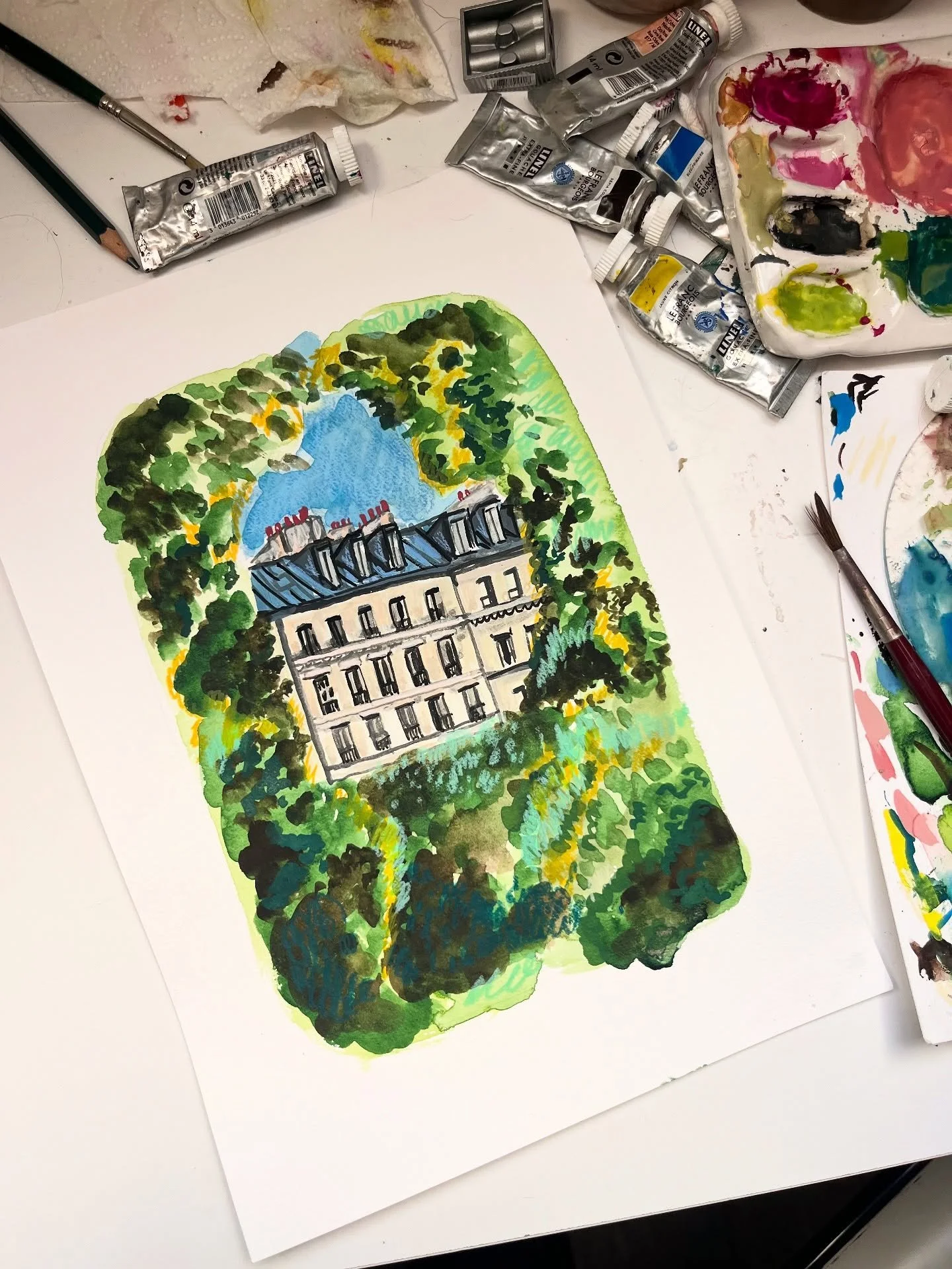 New print alert!! I loved this apartment framed by the greenery at the Square Gardette in the 11&egrave;me 🥰 

This will be available along with my other Paris prints at the @friendlymarketparis in just a couple of weeks! 😱💕

I hope to see you the