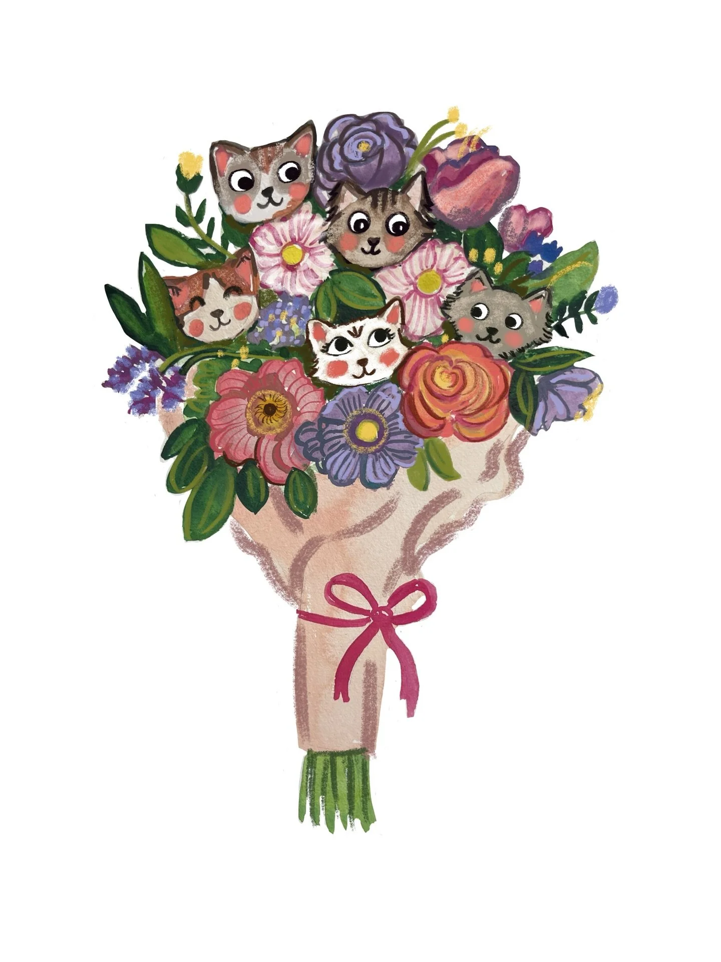 Just a little bouquet of cute kitties to brighten your day! Hehe

I&rsquo;ll have this print and some other new ones (including a doggo version 😉) available at the @friendlymarketparis THIS weekend!! 

I can&rsquo;t believe it&rsquo;s already here! 