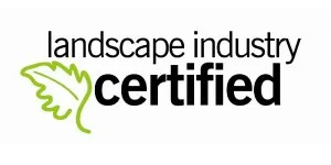 Landscape industry certified logo with a green leaf design.