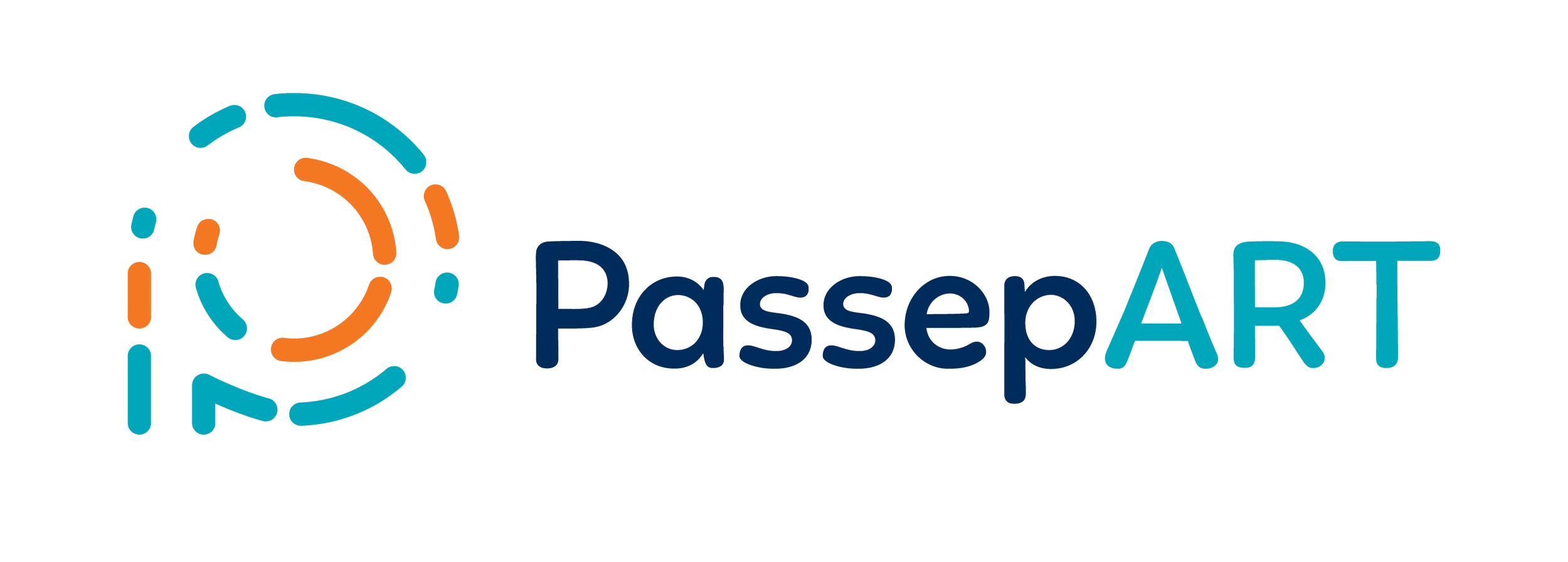 Logo PasserART, un logo avec un casque de réalité virtuelle stylisé en lignes colorées, le texte 'PasserART' écrit à côté.