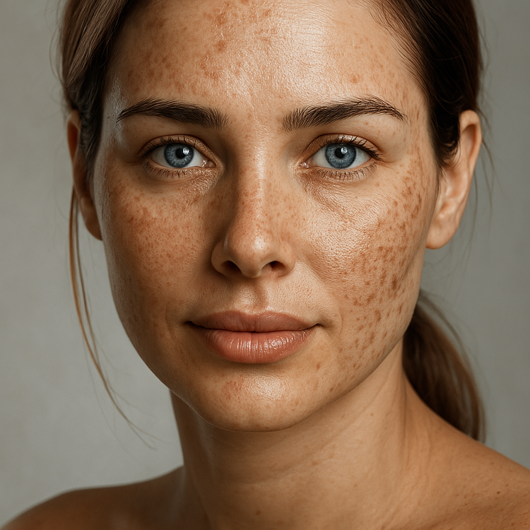 Mélasma du visage avec pigmentation diffuse des joues et du front