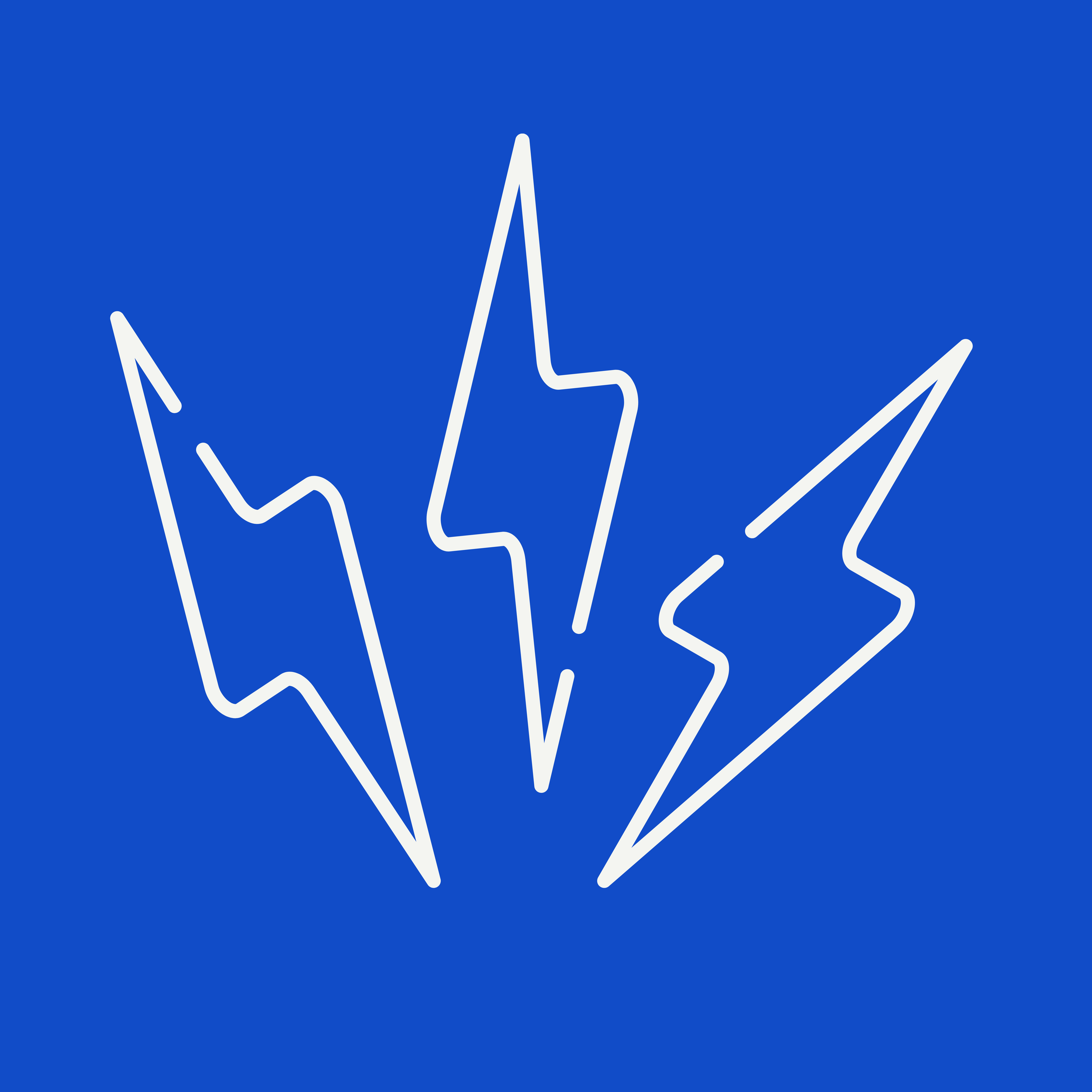 A blue background with a white lightning bolt symbol outlined in white.