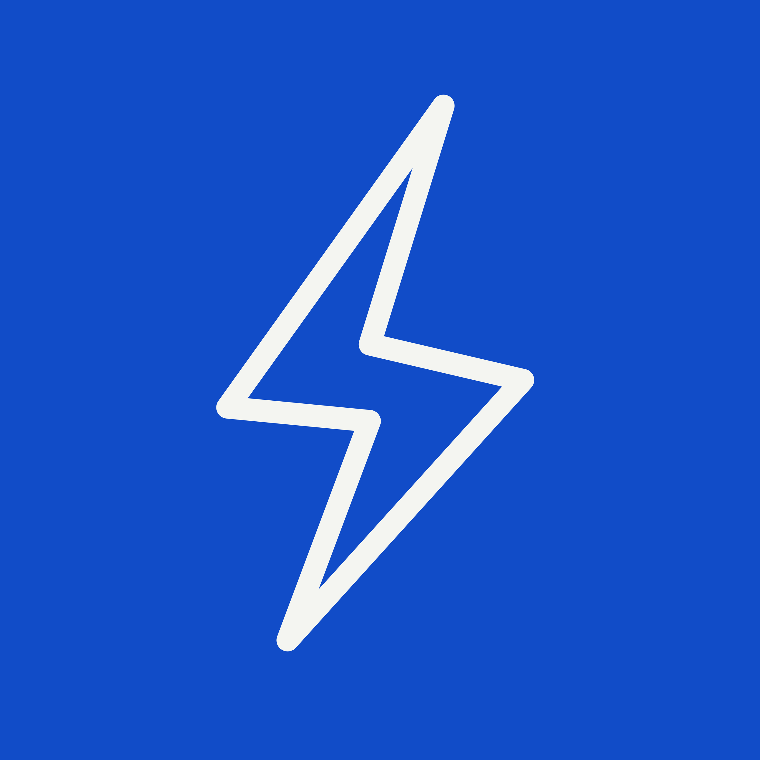 Blue background with white lightning bolt symbol.