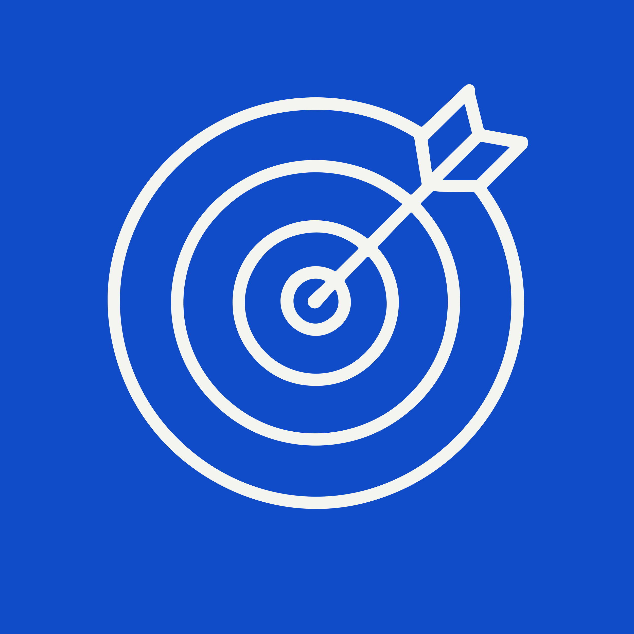 Target icon with an arrow hitting the bullseye on a blue background.
