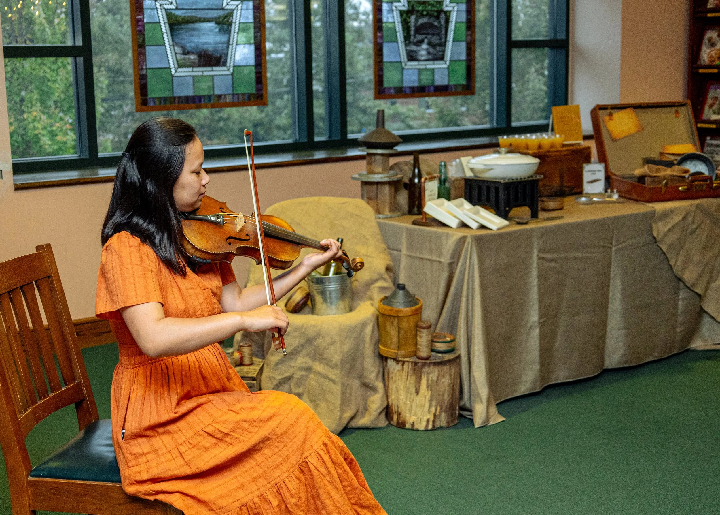 Violinist that played at the Night at the Library event at the Cleve J. Fredricksen Library in Camp Hill, PA