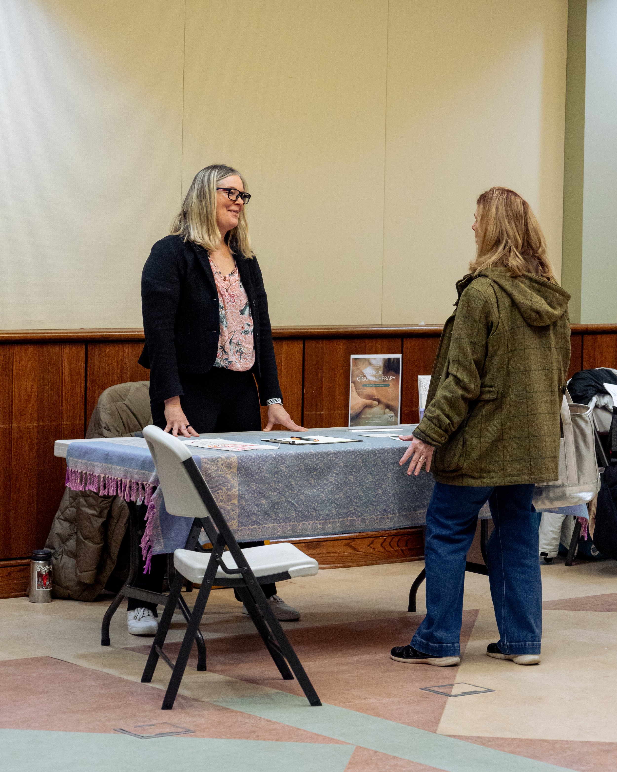 Guests enjoying the wellness fair at the Cleve J. Fredricksen Library