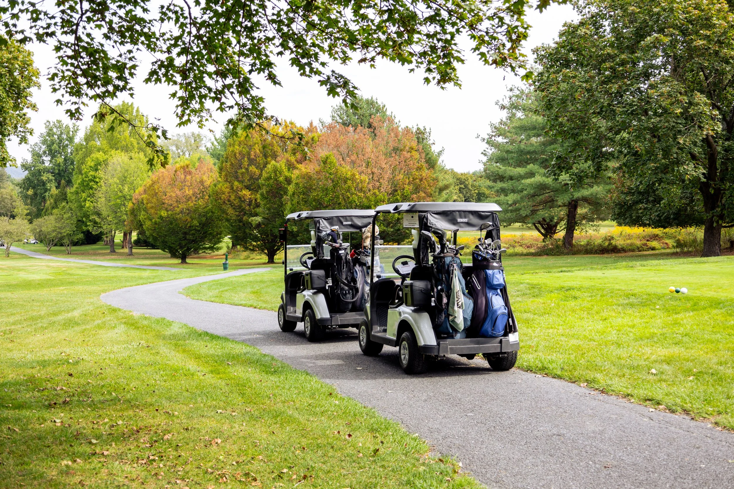 Event photography from a nonprofit golf outing, documenting golfers, course details, group moments, and candid interactions throughout the day in a natural, documentary style.
