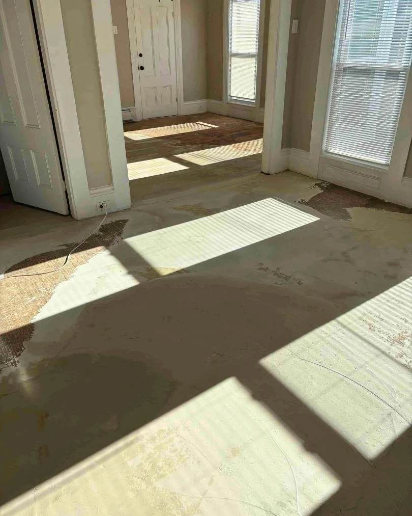 Floor preparation and leveling completed before flooring installation to ensure a smooth, durable foundation.