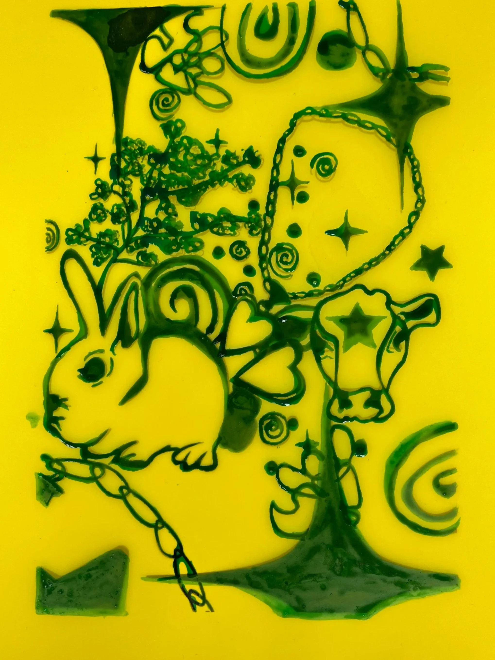Original freehand drawn on with screen filler