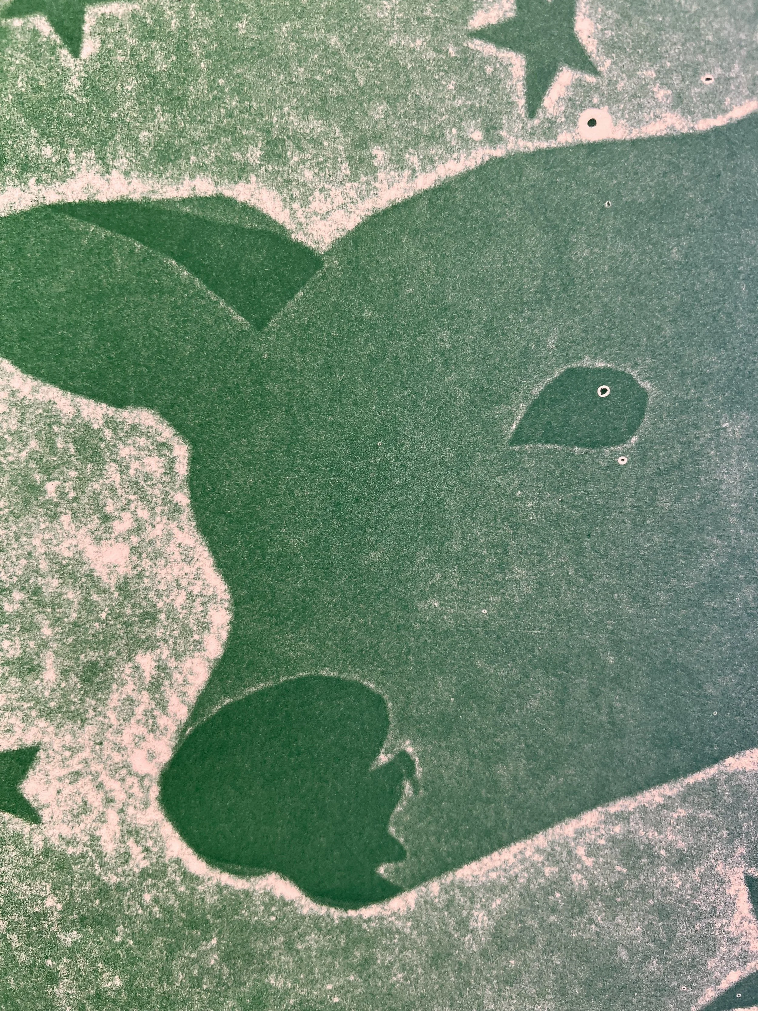 Detailed close up of pressure printed cow