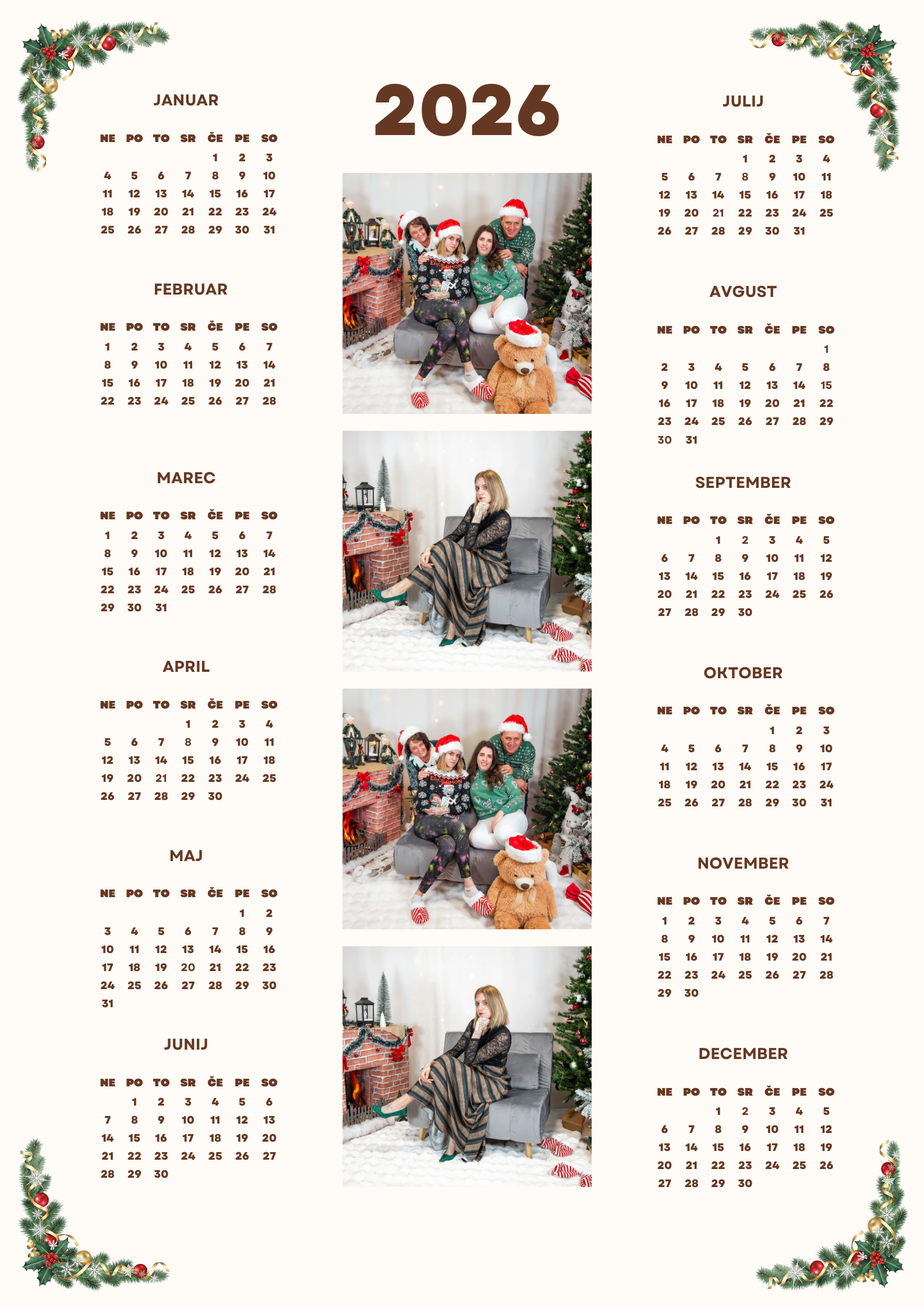 Brown Simple Family Photo-centric Calendar Poster .png