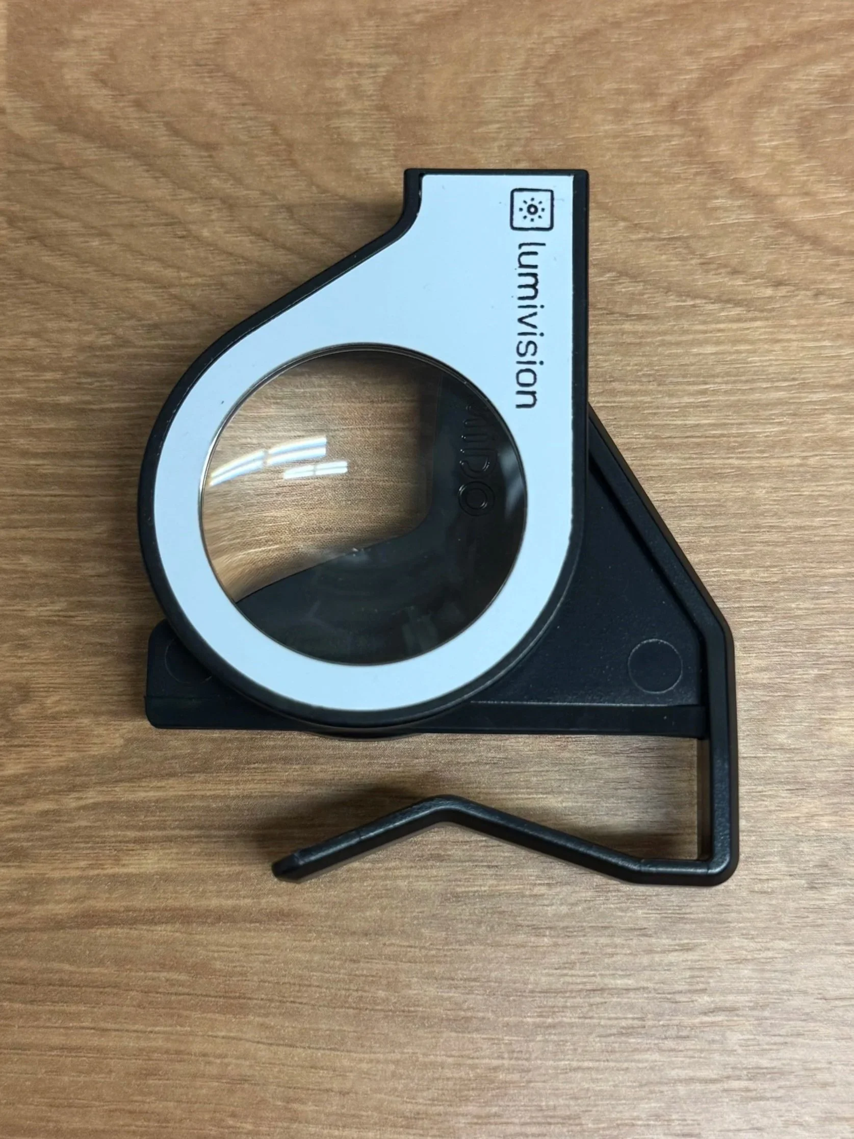 folded view of mini headset with one lens up