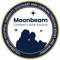Moonbeam Children's Book Awards logo featuring a silhouette of children reading with a circular border.