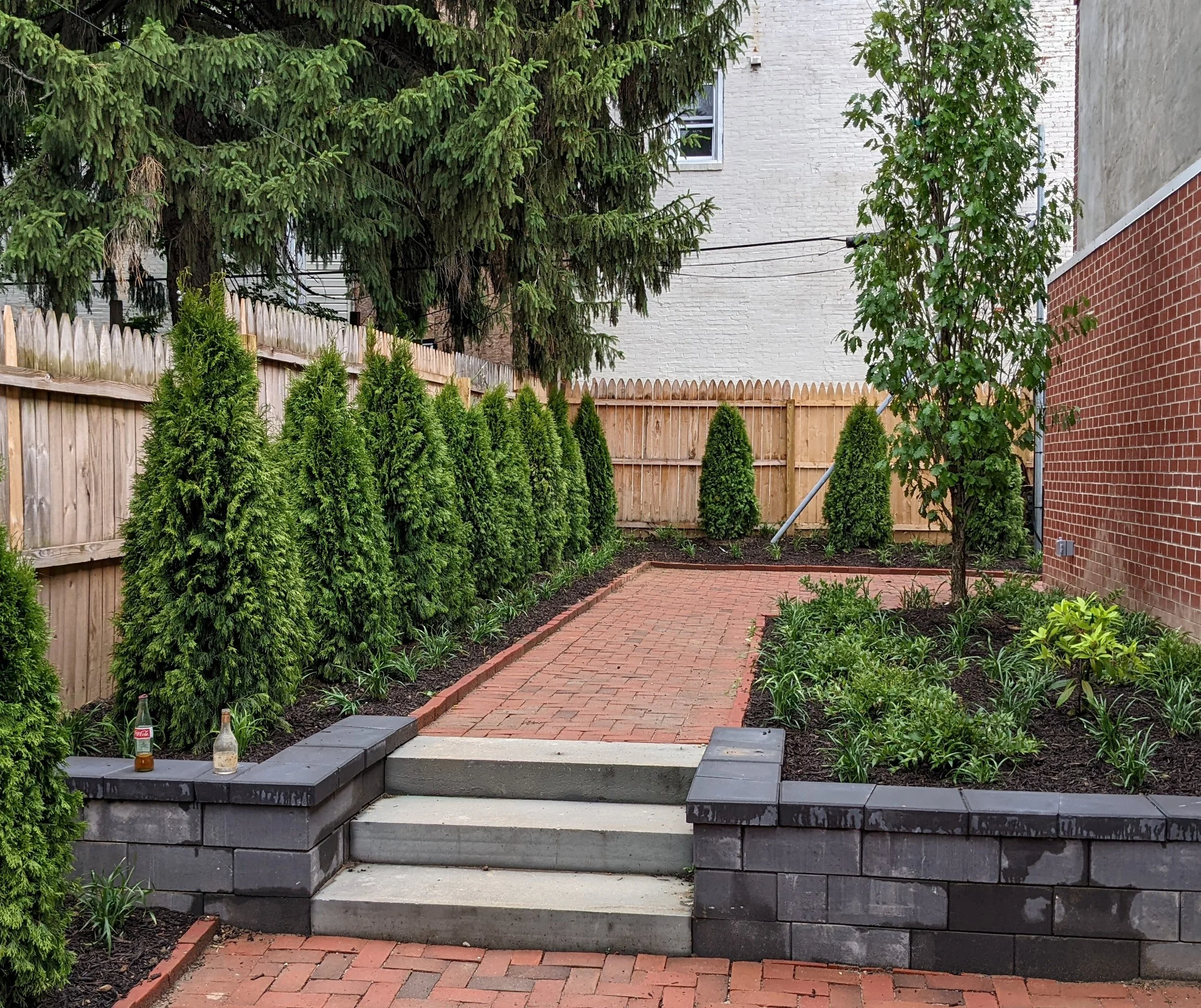 The renovated patio area