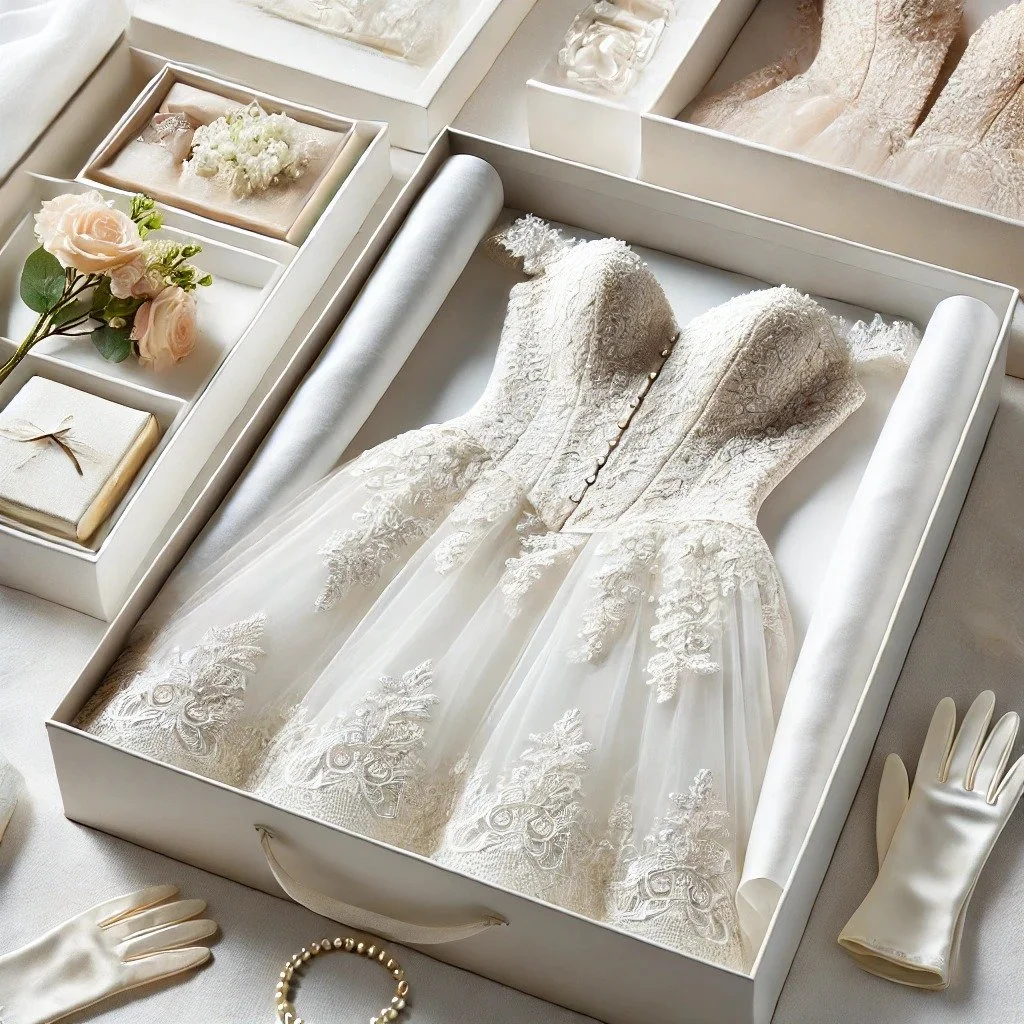After-wedding gown care and preservation concept photo