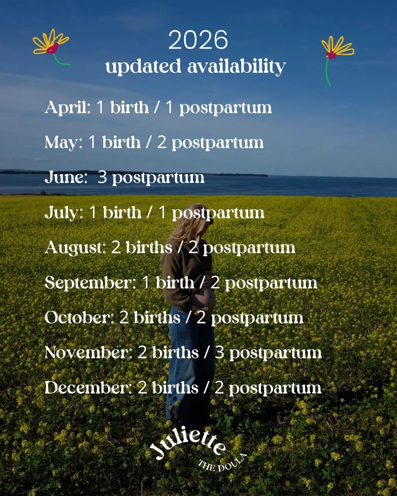 Updated availability for the rest of the year 🌼❤️ My website is in my bio for more details on the services I offer. Sending everyone big love 💫 if you have any questions, always feel free to reach out! 

#copenhagen #doula #birth #postpartum