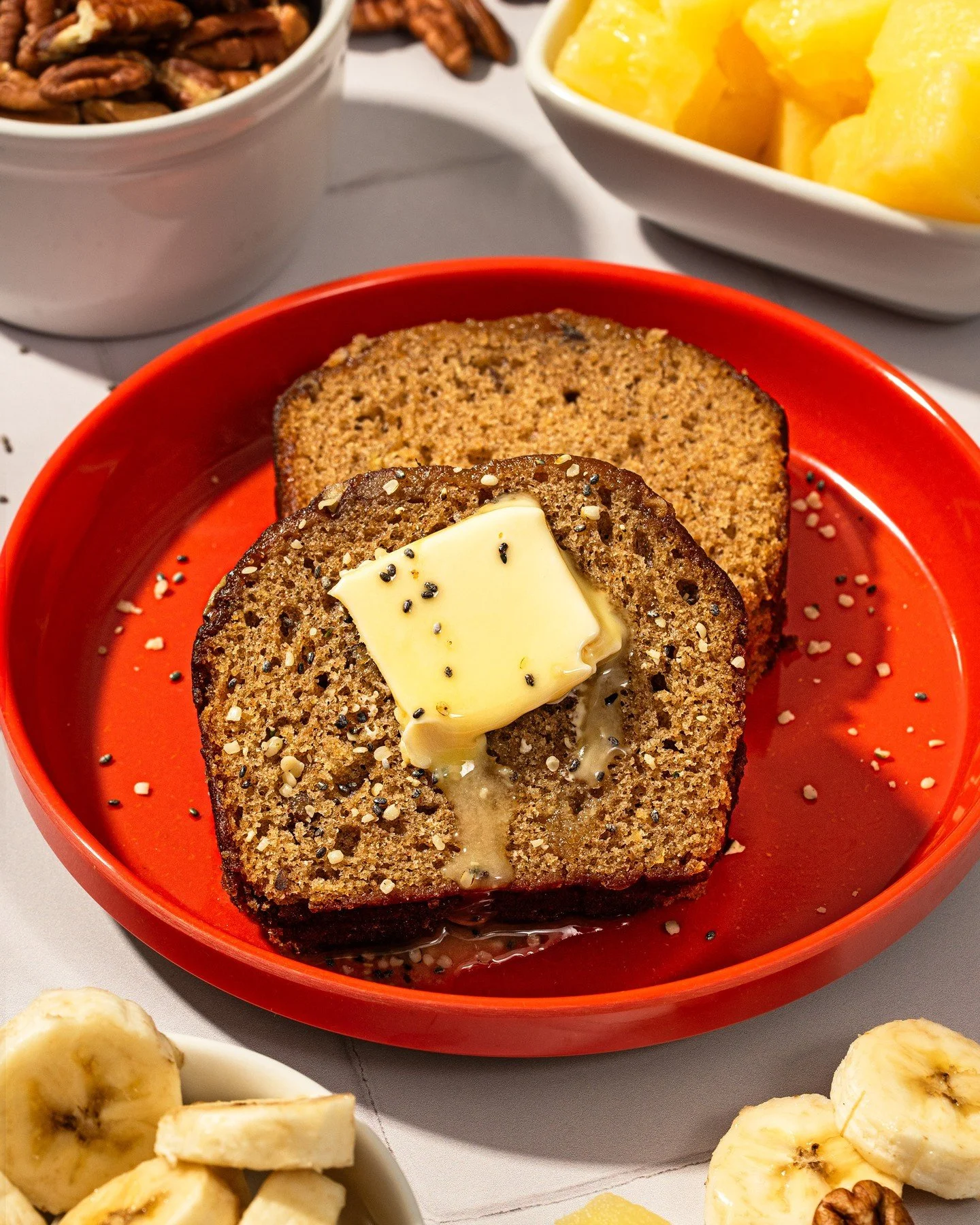 This Hummingbird Bread has no chill. Banana pur&eacute;e. Pineapple. Pecans. Why? We don&rsquo;t know. Nobody asked it to be this extra. But here we are.⁠
⁠
It&rsquo;s sweet. It&rsquo;s moist. And honestly, it&rsquo;s borderline embarrassing how hard
